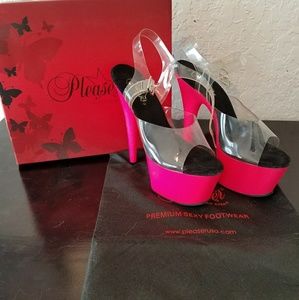 Pleaser hot pink platform 7" heels SZ 10